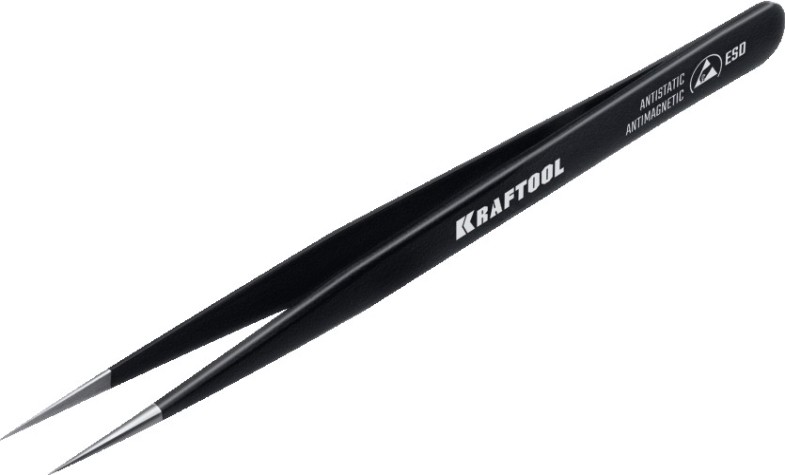 Антистатический пинцет прецизионный KRAFTOOL 222125 прямой 135 мм, антимагнитный