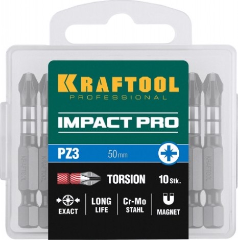 Бита для заворачивания KRAFTOOL Impact Pro PZ3 50мм, 10шт. [26193-3-50-S10]