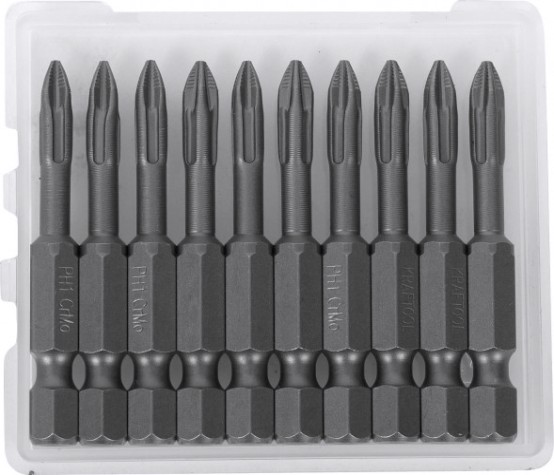 Бита для заворачивания KRAFTOOL X-DRIVE PH1 торсионные кованые, обточенные, 50мм, 10шт. [26121-1-50-10]