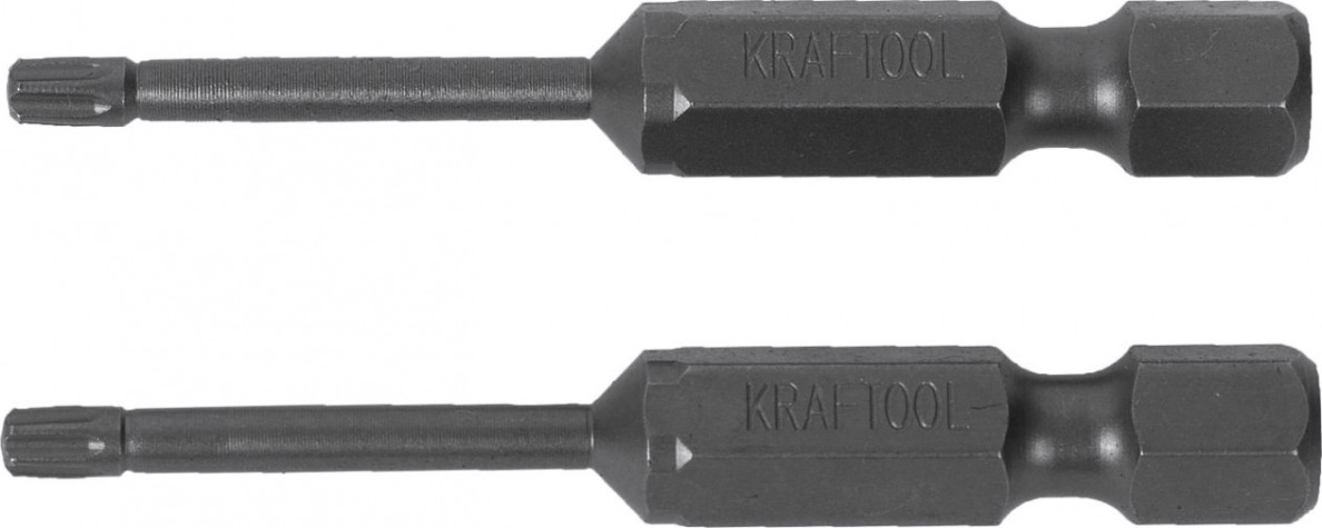 Бита для заворачивания KRAFTOOL X-DRIVE Т10 торсионные кованые, обточенные, 50мм, 2шт. [26125-10-50-2]