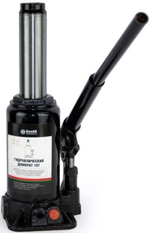 Домкрат бутылочный БелАК 10 тонн TUV 2 клапана, 200/390 мм (БАК.00032) [БАК.00032]