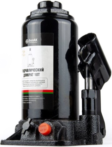 Домкрат бутылочный БелАК 10 тонн TUV 2 клапана, 200/390 мм (БАК.00032) [БАК.00032]
