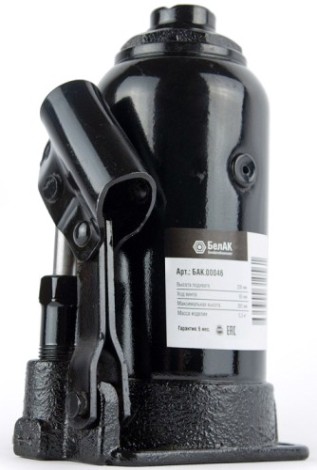 Домкрат бутылочный БелАК 12 тонн 200/385 мм (БАК.00046) [БАК.00046]