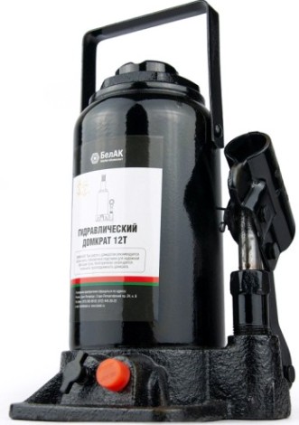 Домкрат бутылочный БелАК 12 тонн TUV 2 клапана, 205/405 мм (БАК.00033) [БАК.00033]