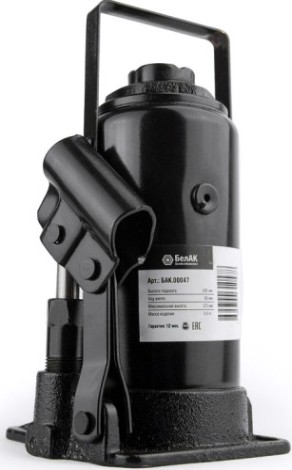 Домкрат бутылочный БелАК 15 тонн 200/390 мм (БАК.00047) [БАК.00047]