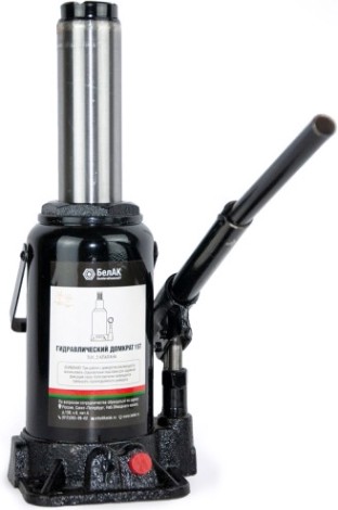 Домкрат бутылочный БелАК 15 тонн TUV 2 клапана, 225/435 мм (БАК.00034) [БАК.00034]