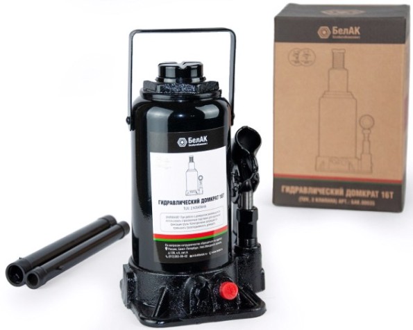 Домкрат бутылочный БелАК 16 тонн TUV 2 клапана, 215/425 мм (БАК.00035) [БАК.00035]