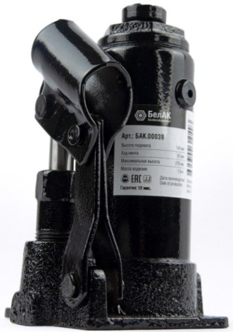 Домкрат бутылочный БелАК 2 тонны 150/285 мм (БАК.00039) [БАК.00039]