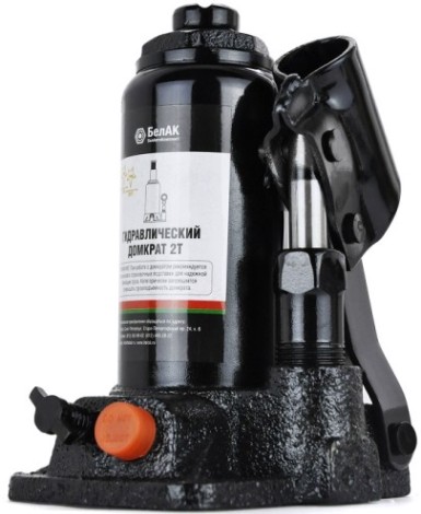 Домкрат бутылочный БелАК 2 тонны TUV 2 клапана, 145/290 мм (БАК.00026) [БАК.00026]