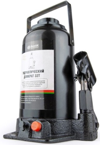 Домкрат бутылочный БелАК 32 тонн TUV 2 клапана, 255/400 мм (БАК.00037) [БАК.00037]