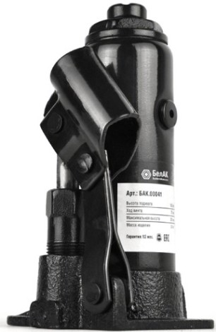 Домкрат бутылочный БелАК 4 тонны 165/340 мм (БАК.00041) [БАК.00041]