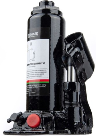 Домкрат бутылочный БелАК 4 тонны TUV 2 клапана, 180/335 мм (БАК.00028) [БАК.00028]
