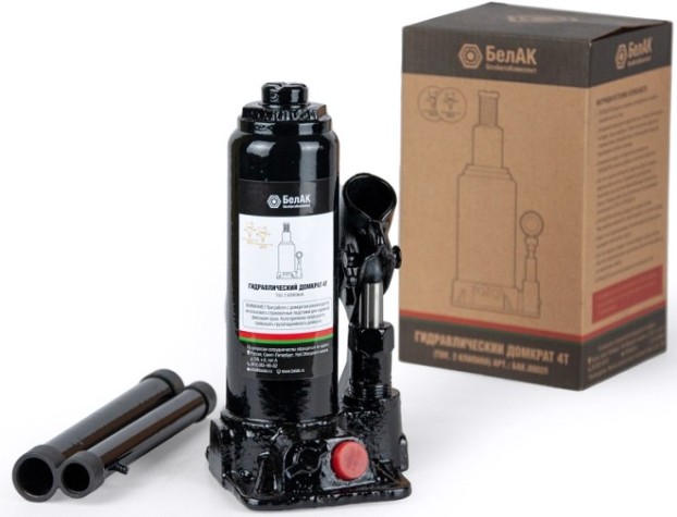 Домкрат бутылочный БелАК 4 тонны TUV 2 клапана, 180/335 мм (БАК.00028) [БАК.00028]