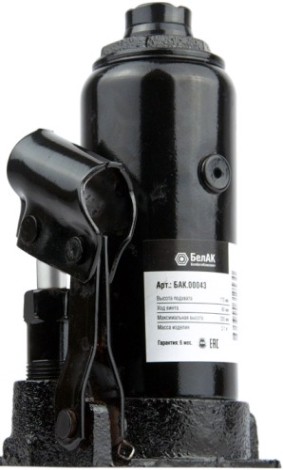 Домкрат бутылочный БелАК 6 тонн 175/355 мм (БАК.00043) [БАК.00043]