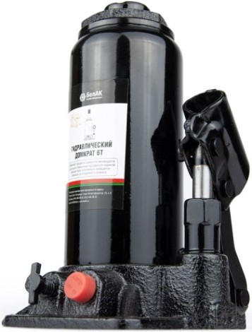 Домкрат бутылочный БелАК 6 тонн TUV 2 клапана, 180/360 мм (БАК.00030) [БАК.00030]
