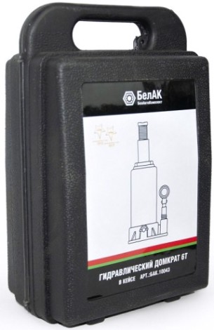 Домкрат бутылочный БелАК 6 тонн в кейсе, 175/355 мм (БАК.10043) [БАК.10043]