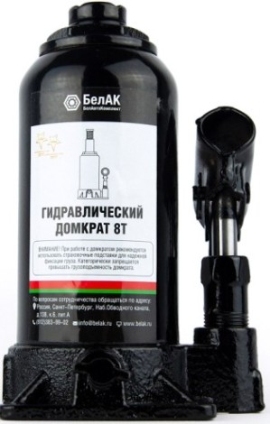 Домкрат бутылочный БелАК 8 тонн 195/385 мм (БАК.00044) [БАК.00044]