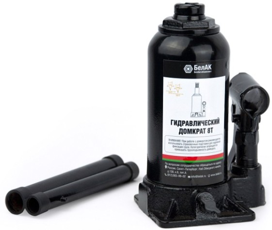 Домкрат бутылочный БелАК 8 тонн 195/385 мм (БАК.00044) [БАК.00044]