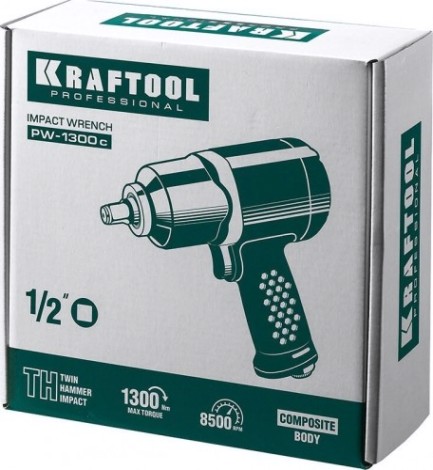 Гайковерт пневматический KRAFTOOL PW-1300c ударный 1/2", 1300 нм [64205]
