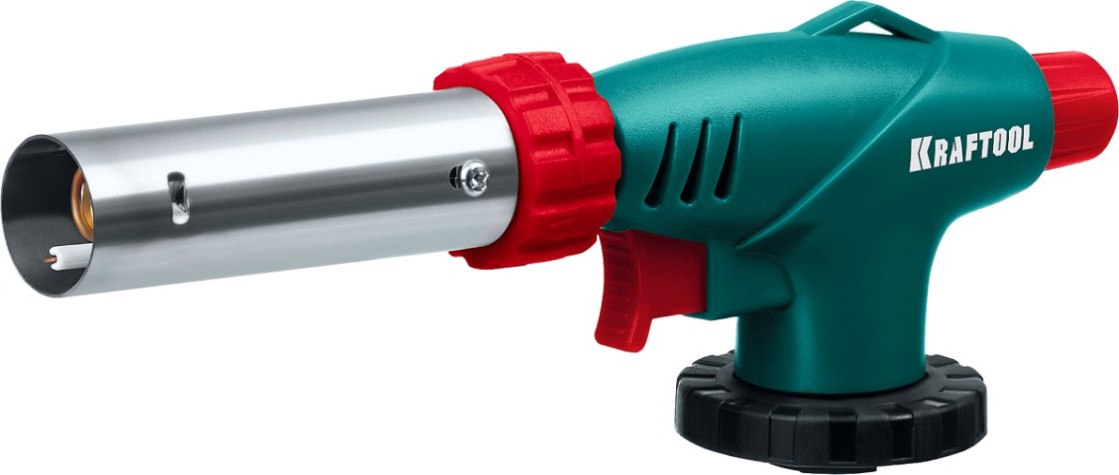Газовая горелка KRAFTOOL KG-1000 на баллон, цельнометаллическая, с пьезоподжигом [55514]