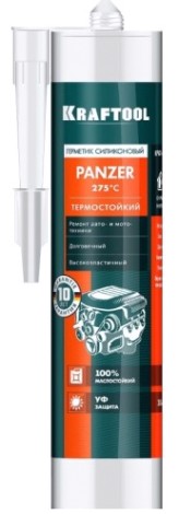 Герметик KRAFTOOL 41259-4 panzer силиконовый термостойкий, черный, 300 мл