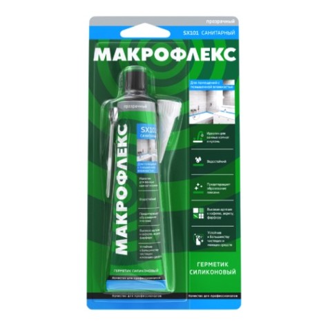 Герметик МАКРОФЛЕКС SХ101 (70 мл.) санитарный, прозрачный 3002436