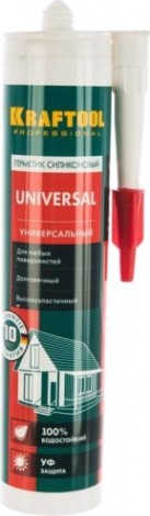 Герметик силиконовый KRAFTOOL 300мл универсальный, белый [41253-0]