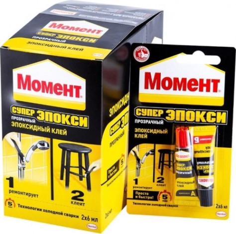 Клей МОМЕНТ Супер Эпокси прозрачный (блистер 2 x 6 мл) 1371260