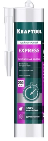 Клей монтажный KRAFTOOL 310мл прозрачный, экспресс хватка [41347]