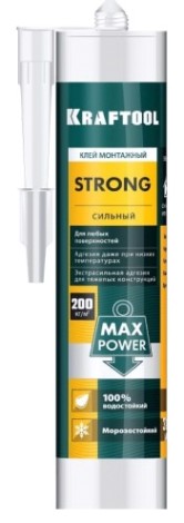 Клей монтажный KRAFTOOL 310мл суперсильный, белый [41343_z01]