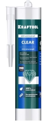 Клей монтажный KRAFTOOL 310мл суперсильный, прозрачный [41342]