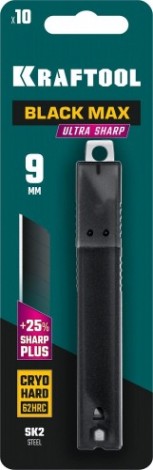 Лезвие для ножа KRAFTOOL BLACK MAX 9 мм, 10 шт. [09602-09-S10]