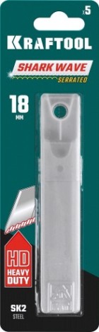 Лезвие для ножа KRAFTOOL Shark Wave 18 мм серрейторное, 5 шт. [09604-18-S5]