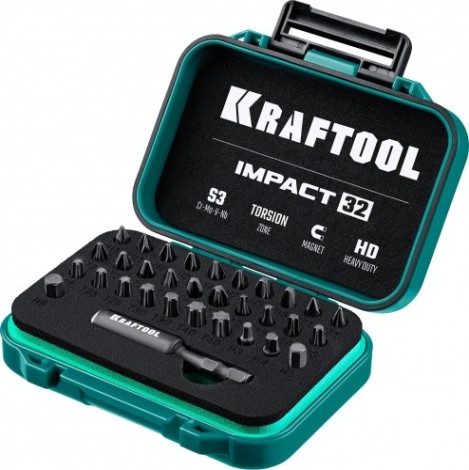 Набор бит KRAFTOOL 26066-H32 "impact 32" ударных торсионных, cr-mo-v-nb
