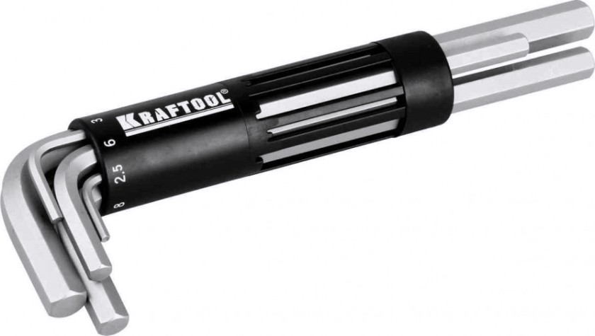 Набор ключей шестигранных KRAFTOOL Cr-Mo ключи имбусовые длинные, сталь, держатель-рукоятка [27430-2_z01]