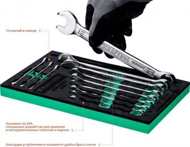 Набор комбинированных гаечных ключей KRAFTOOL 6-22 мм, 12 предметов 27079-H12E [27079-H12E]