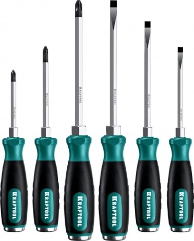 Набор отверток KRAFTOOL IMPACT ударных, сквозной стержень cr-mo, 6 шт. [25025]