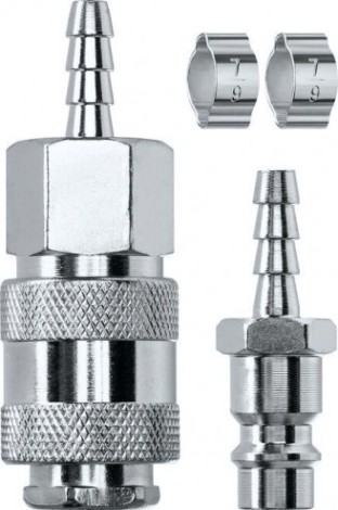 Набор перходников KRAFTOOL 6мм (штуцер "елочка"- рапид муфта) + (рапид штуцер-шту [06599-06-H]