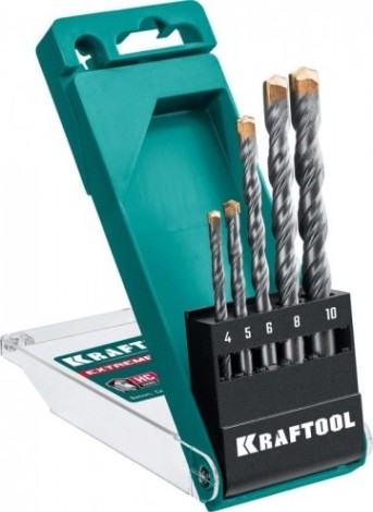Набор сверл по бетону KRAFTOOL EXTREME 5 шт. (4, 5, 6, 8, 10 мм) 3-х гранный хвостовик [29166-H5]