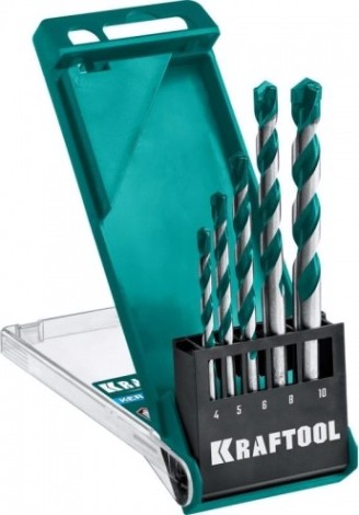 Набор сверл по керамограниту KRAFTOOL KERAMO с твердосплавной пластиной, 5 шт.(4-10мм) [29175-H5]