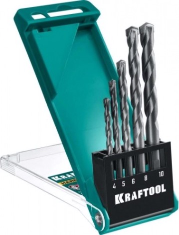Набор сверл универсальный KRAFTOOL HARD 5 шт. (4, 5, 6, 8, 10 мм) по твердым материалам [29177-H5]