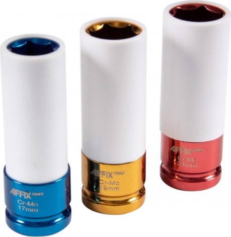 Набор ударных шестигранных головок 1/2" Affix AF00643C глубоких, 17, 19, 21 мм, кейс