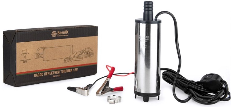 Насос топливный электрический БелАК 12V D50 перекачки погружной с несъемным фильтром [БАК.17550]