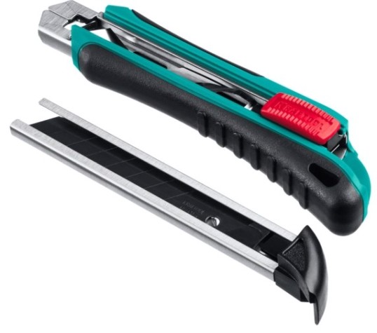 Нож KRAFTOOL AK-18 с доп. фиксатором, 3 сегмент. [09193_z02]