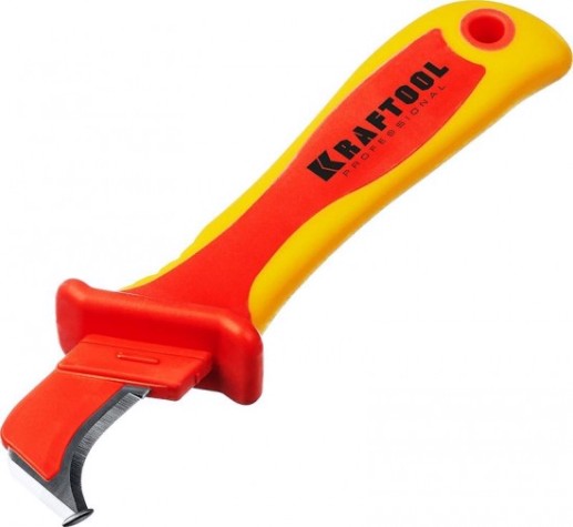 Нож монтерский KRAFTOOL KN-7 нож электрика с "пяткой", изогнутый, [45400]
