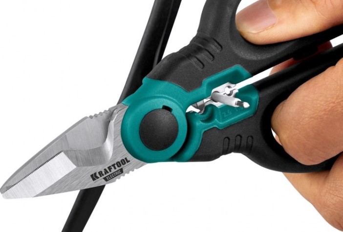 Ножницы электрика KRAFTOOL ELECTRIC 4-в-1, 160 мм с чехлом [23356]