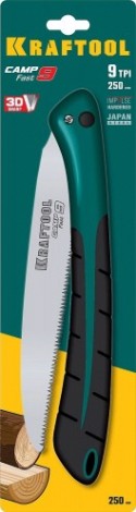 Ножовка по дереву KRAFTOOL CAMP Fast 9 для быстрого реза сырой древесины, 250 мм [15218]