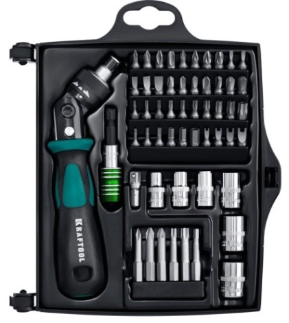 Отвертка KRAFTOOL Expert-55 реверсивная с насадками, 55 предм. [25554-H55_z01]