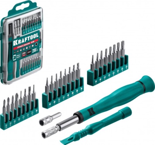 Отвертка с битами KRAFTOOL Precision-28 для точных работ 28 предм. [25677]