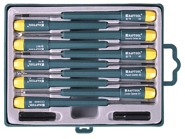 Отвертка с битами KRAFTOOL X-Telecom набор для точных работ и телекоммуникационного обо [25616-H12]